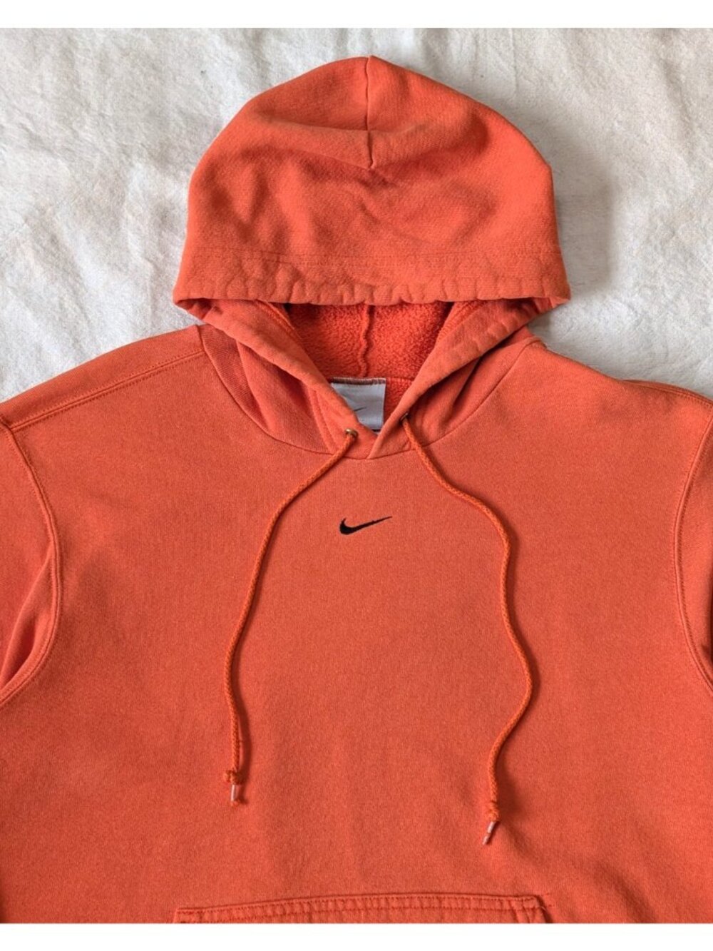 Nike Vintage Y2K Center Swoosh Hoodie Faded Orange Black Swoosh Baggy Medium